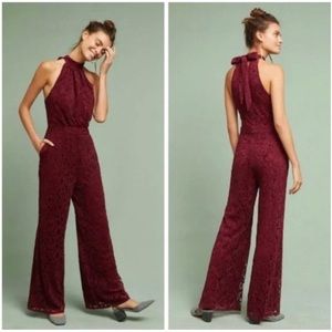 Anthropologie jumpsuit. Maroon lace. Fully lined